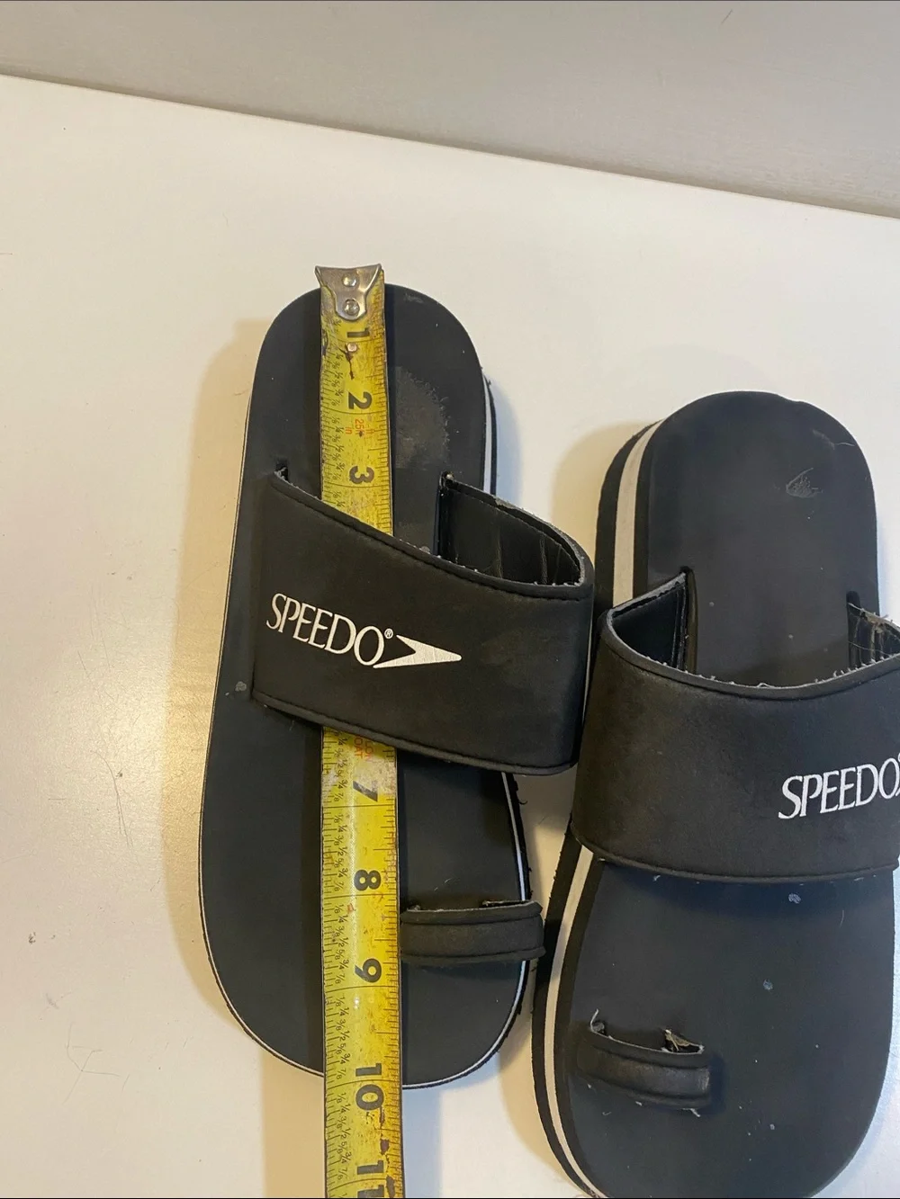 Speedo  Black Slide Sandals with White Trim Fits 8-8.5